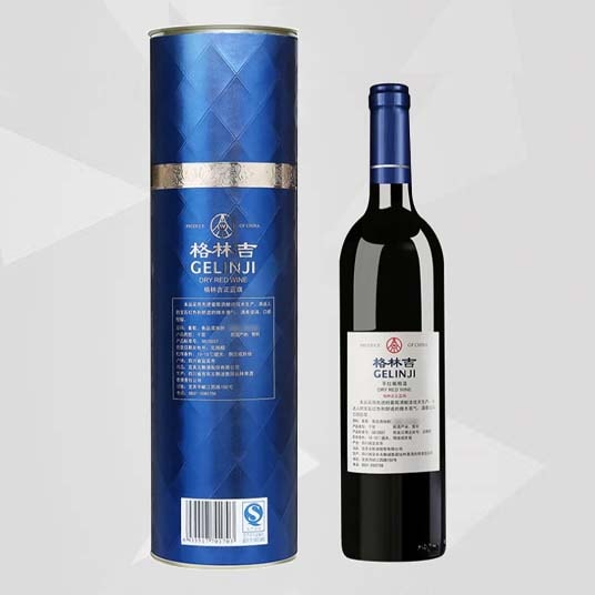 Silver Stamping Wine Gift Boxes Luxury Tube Paper Wine Boxes
